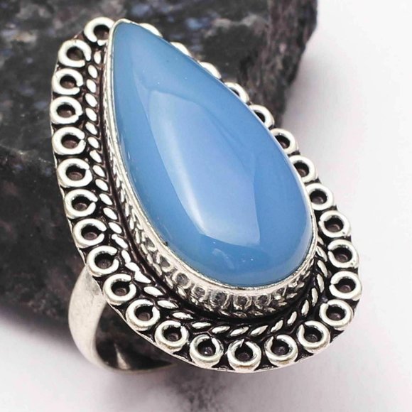 Hand Crafted Jewelry - Chalcedony 925 Silver Vintage Style Ring